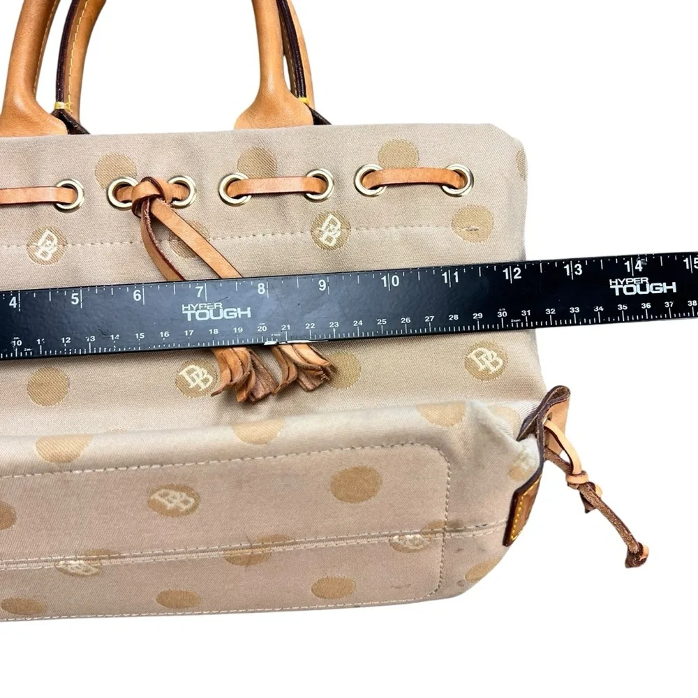 Dooney‎ & Bourke Beige Polka dot Satchel with Logo Pattern Shoulder Bag